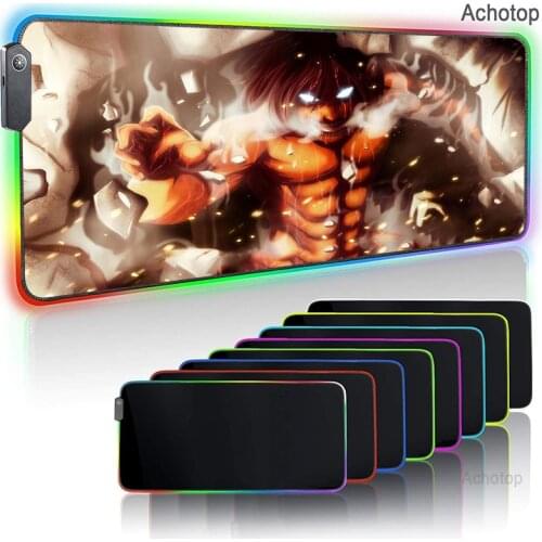 Large RGB Mouse Pad XXL Gaming Mousepad LED Mouse Mats Shingeki No Kyojin Gamer Mausepad Carpet PC Desk Pad Mat with Backlit