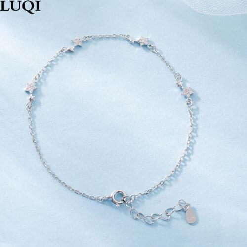 Womens Fashion S925 Silver Plated Platinum Simple Starry Personality Wild Bracelet Gift SL043