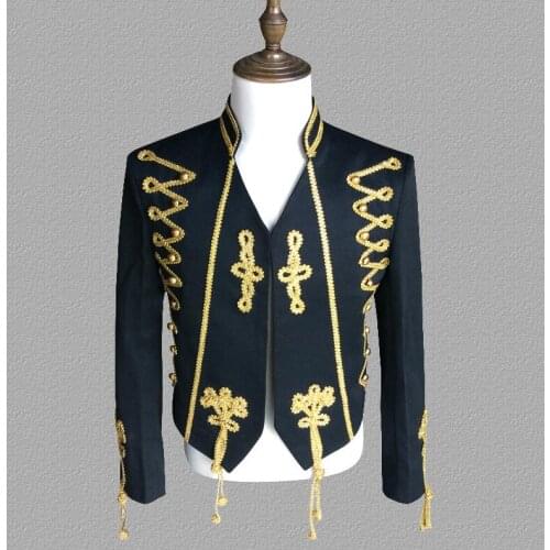 Black blazer men suits designs jacket mens stage costumes for singers clothes dance star style dress punk rock masculino homme