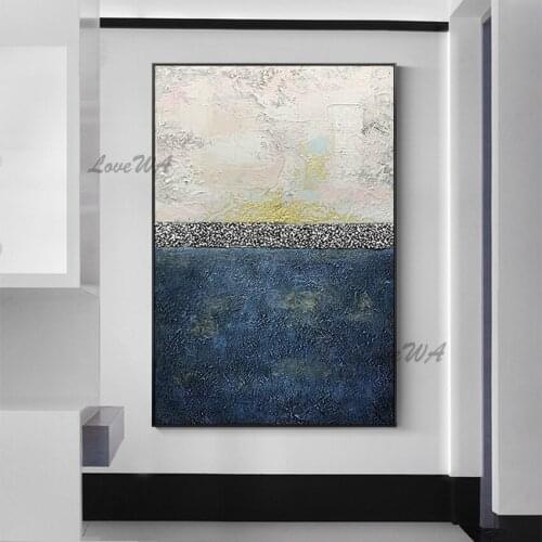 Color Stitched Abstract Oil Painting With Snowflake Dot Texture Modern Large Home Decoration Wall Canvas For Living Room Unframe