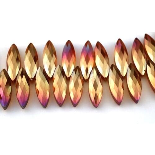 DIY 7x22mm 50pcs Faceted Horse eye Glass Oval Shape Beads Faceted Crystal Glass Beads Loose Bead For DIY Jewelry Making