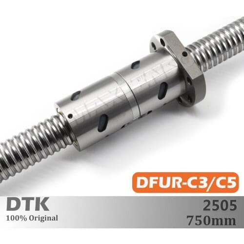 DTK Taiwan DFU2505 C5 C3 Ground 5mm lead 750mm Ball Screw thread shaft High Precision Flange CNC Grind Spindles R25 TBI