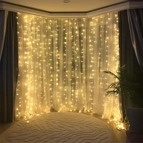 3M LED Christmas Fairy String Lights Remote Control USB Wedding Garland Curtain Lamp For Home Bedroom Window Holiday Decoration