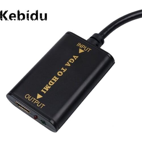 Kebidu VGA to HDMI-compatible Converter 1080P HD Audio AV Converter HDTV Video Cable VGA2HDMI-compatible Adapter For TV PC