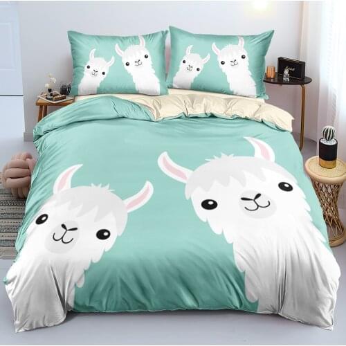 Animal Cartoon Bedding sets Alpaca Bed Linen Duvet/Quilt/Comforter Cover Set 200x200 King Queen Double Single Size Bedspreads