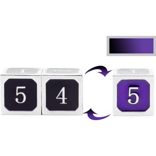 Haxtec Metal D6 Dice 3 Pack Silver Black Purple Color Changing Metal Die DND Dice RPG