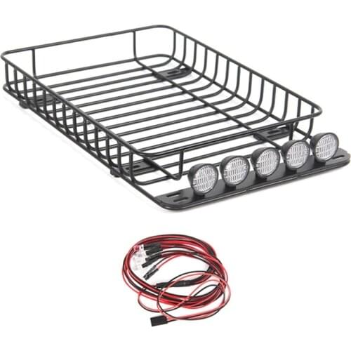 Metal Roof Rack with 5 LED Lights for 1/10 RC Crawler Car Traxxas TRX-4 Axial SCX10 90046 SCX10 III AXI03007