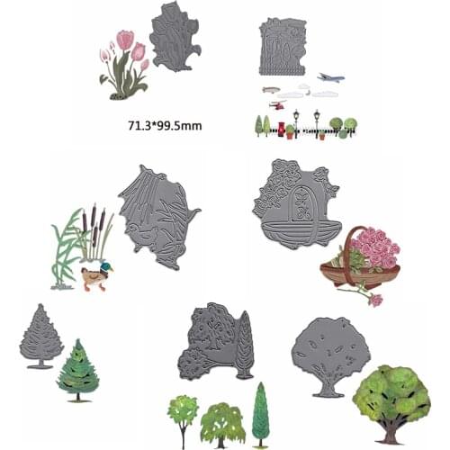 Bunch Of Flowers Trees Shape Metal Cutting Dies Stencil Scrapbook Album Embossing For Gift Card Making Handcraft 2019