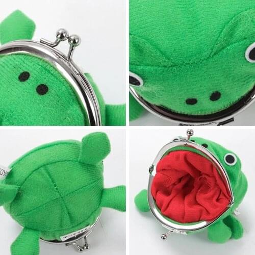 Cartoon Flannel Frog Coin Purse Keychain Cute Wallet Key Coin holder Cosplay Plush Toy School Prize Gift