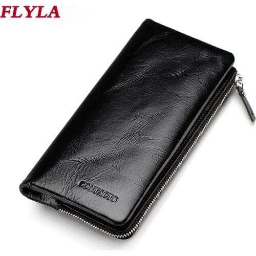 Mens Leather Wallet 2021 New First Layer Cowhide Casual Two-fold Zipper Balck Coin Purse