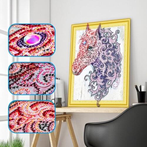 SHANSHIYOUPIN 5D DIY Part Drill Special-shaped Diamond Painting Horse Diamond Cross Stitch Kits Needlework Set Home Decor Gift