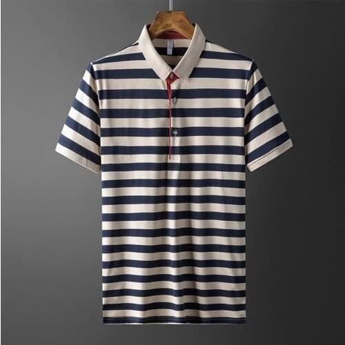 New Summer Cotton Mens T-shirts High Quality Short Sleeve Stripe Business Casual Male T-shirts Plus Size 4xl Slim Fit Man Tee