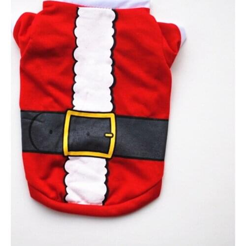Pet Festival Clothes Santa Claus Style Dog Shirts Cotton T Shirts in Best Quality XS-L