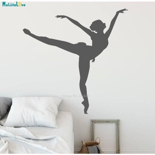 Simple Design Ballerina Wall Decals Girl Ballet Dancer Vinyl Sticker Dance Studio Home Decor Bedroom Window Murals YT2577