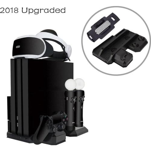 PSVR PS4 Pro Slim Charging Display Stand Showcase for PS4 VR Playstation 4 Vertical Stand, Fan, Cooler, Controller Charger HUB