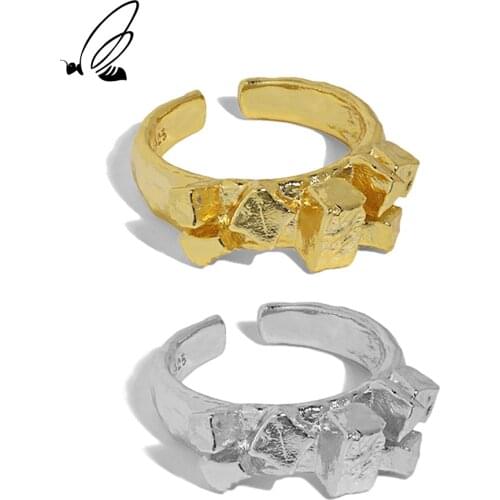 SSTEEL Sterling Silver 925 Simple Irregular Rings Gifts For Women Gold Adjustable Open Ring Bague Femme 2021 Trend Jewellery