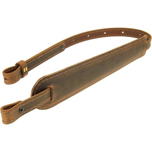 Leather Rifle Gun Double-point Slings Handmade Adjustable Padded Tactical Shoulder Strap Crossbar Gun Rope Hunting Accessories