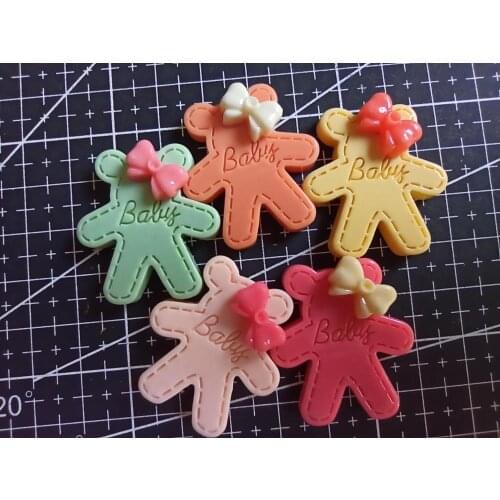 Resin flat back bear with bowknot 32mm Scrapbook Embellishment DIY Phone Decoration