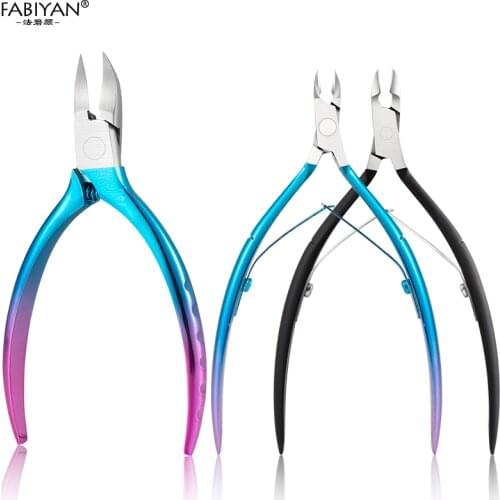 Stainless Steel Nail Art Nipper Scissors Dead Skin Remover Manicure Pedicure Clipper Plier Trimming Care Tools Black Rainbow
