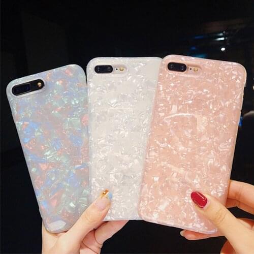 Shell Texture Sparkling Phone Case For iPhone 7 8 Plus X XR XS MAX 6 6 plus case Luxury silicone Cover for iPhone 12 11 Pro Max