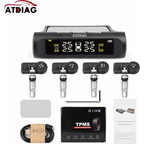Solar TPMS Car Tire Pressure Alarm Monitor System Display Temperature Warning Fuel Save with 4 Sensors