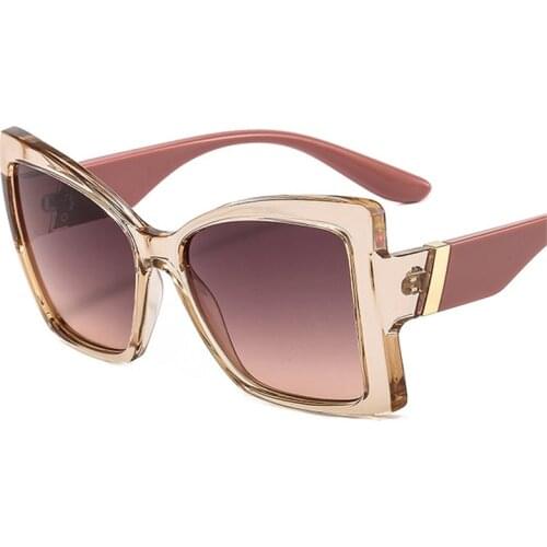 Retro Oversized Cat Eye Women Sunglasses Fashion Gradient Eyewear Shades UV400 Men Trending Champagne Sun Glasses