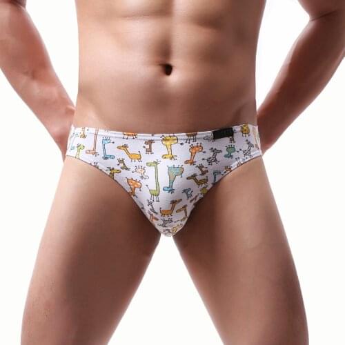 Mens Underwear Briefs Sexy Male Panties Gay Mens Bikini Super Soft Brief Cotton Cute Cartoon Printed Underpants