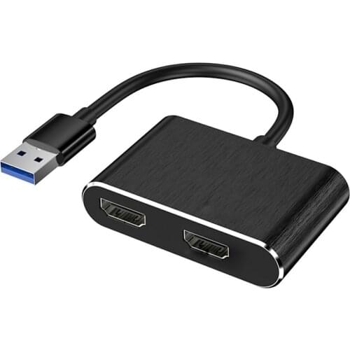 HUB USB 3.0 To Dual HDMI-compatible USB Adapter For Data Comparison Effect Monitoring Durable Portable HUB