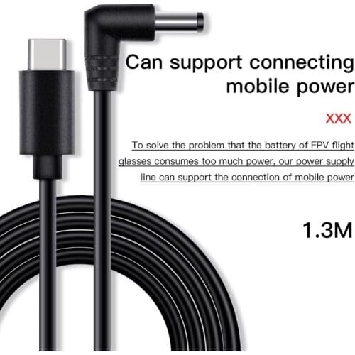 For -DJI FPV COMBO Drone Flying Glasses V2 Charging Cable 130cm Type-C Line Power Supply Connection Wire Accessories