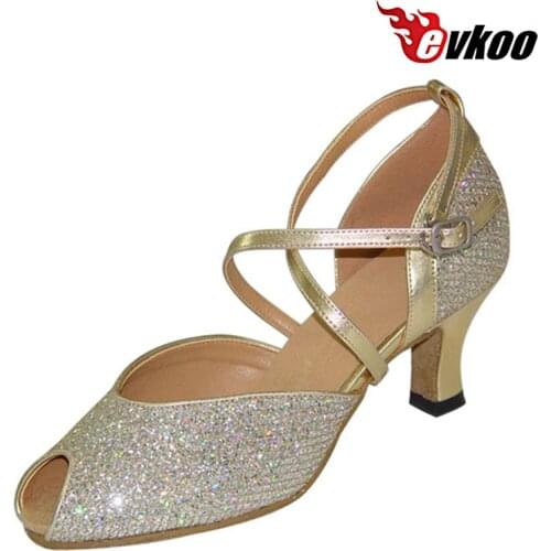 Evkoodance Pu And Shiny Material Woman Salsa Shoes Professional Open Toe 6cm Heel High Can Be Customize Evkoo-012