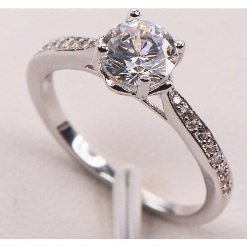 White Crystal Zircon 925 Sterling Silver Woman Ring Size 7 8 9 F588