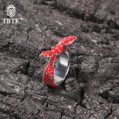 TBT Bowknot Cashew Flower Ring Red Yellow Blue Black Bandana Shaped Enamel Ring Hiphop Jewelry For Dropshipping
