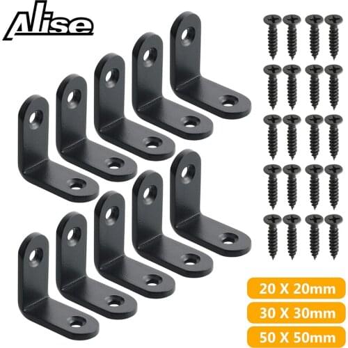 10Pcs Corner Brace Shelf Bracket Heavy Duty Black Steel L Corner Brace, Decorative Joint Angle Bracket Wall Hanging Bracket