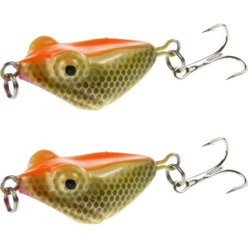 2Pcs Frog Popper Fishing Lures 4cm 6.5g Artificial Hard Bait Ray Frog Poper Bait Snakehead Bass Fish Lure Rattling