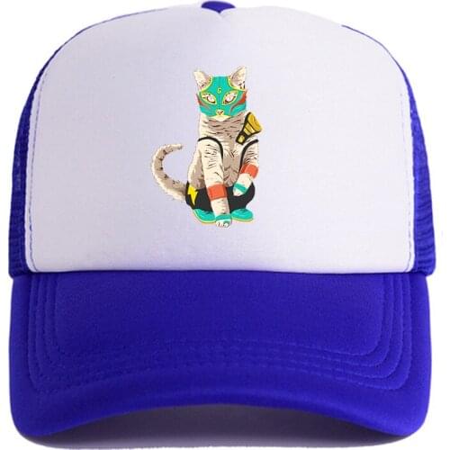 2021 NEW Japanese Anime Cat Casual Plain Mesh Baseball Cap Adjustable Snapback Hats for Women Men Hip Hop Advertising White Cap