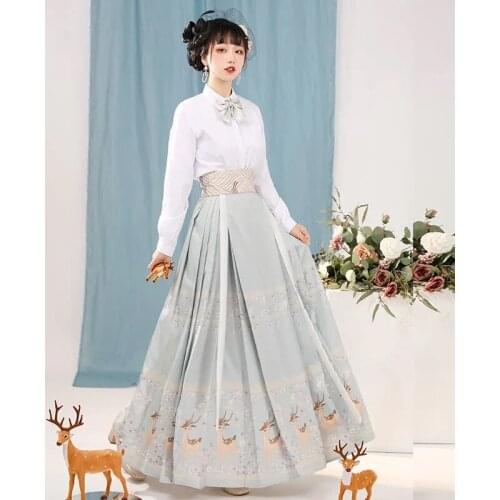 2021 chinese traditional costume ming dynasty hanfu vintage printing improved daily hanfu outfit fairy stage folk dance costume