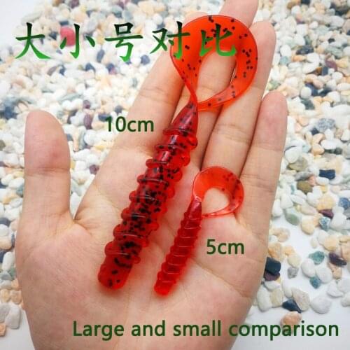 6pcs Single Tail Grub Lures Big Rock Soft Baits Pulse Worm Grubs 10cm 7.6g Jig Head Texas Fishing Bait Spin Trout Fishing Lure