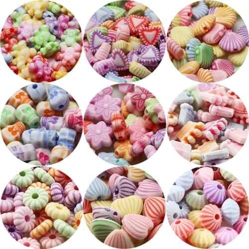 Mixed Retro Acrylic Beads Flower Heart Bear Crown Spacer Beads For Jewelry Making Handmade DIY Bracelet Necklace Accessories