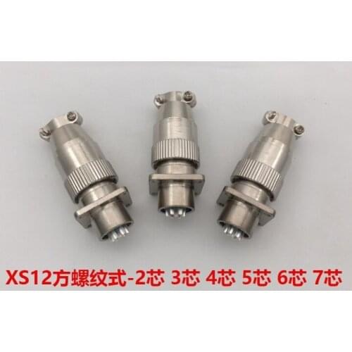 Aviation Plug Socket XS12 Square 2 3 4 5 6 7-pin Threaded Lock Connector with Hole 12