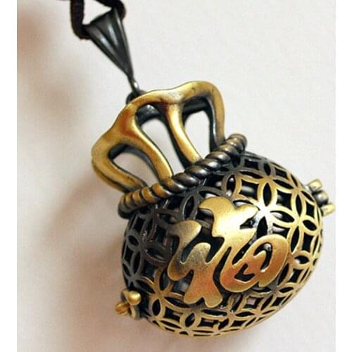 Complimentary rope, China Handwork brass bronze carving cornucopia fengshui treasure pendant necklace metal handicraft
