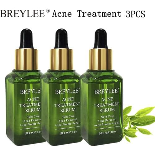 BREYLEE 3PCS Acne Treatment Serum Natural Facial Essence Acne Scar Removal Cream Skin Care Whitening Repairing Pimples Remover