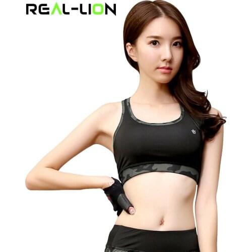 RealLion Camouflage Printed Yoga Bra Sports Running Fitness Bra Women Clothing Push Up Padded Fitness Body Building Sports Top