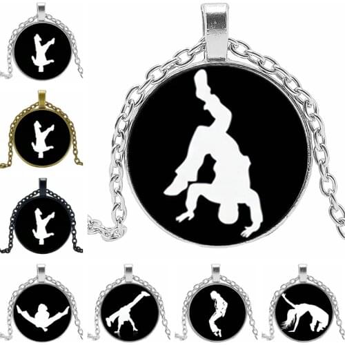 Hot!2019 Street Dance Personality Action Pendant Glass Dome Fashion Personality Fashion Sweater Chain Statement Necklace Jewelry