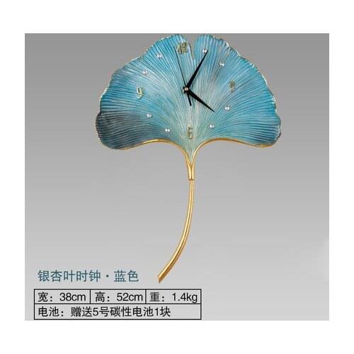52x38cm movement mute household ginkgo leaf wall clock living room creative fashion clock bedroom light luxury clock
