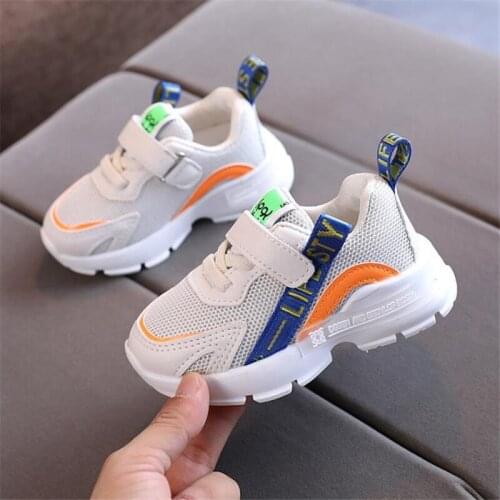 Disney childrens shoes of new fund of 2021 autumn boy net shoe breathable running shoes baby shoes female childrens shoes