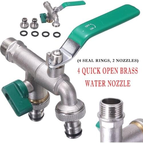 Double Duo Outlet Garden Outdoor Tap Valve Faucet 1/2" / 3/4" Frost-proof Brass Garden Hose Faucet Water Tank Hose Connector