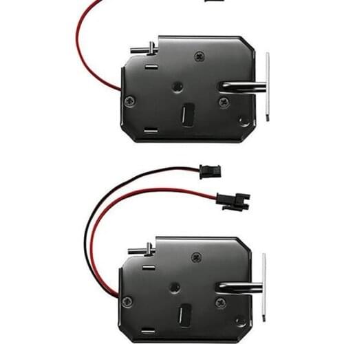 Electric Control Lock DC 12V 2A Electromagnetic Door Lock Cabinet Drawer Lockers Lock Latch Carbon Steel Black Padlock 2pcs