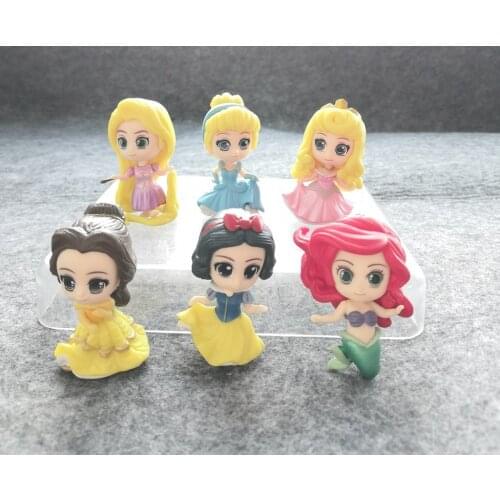 Disney 6pcs Moana Snow White Merida Princess Action Figures Mulan Mermaid Tiana Jasmine Doll Anime Figurines Kid Toy model gift