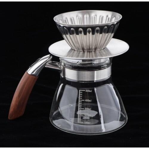 Pour Over Coffee Maker, Reusable Pour Over Coffee Dripper Borosilicate Coffee maker Carafe - 17oz, Holds 4 Cups