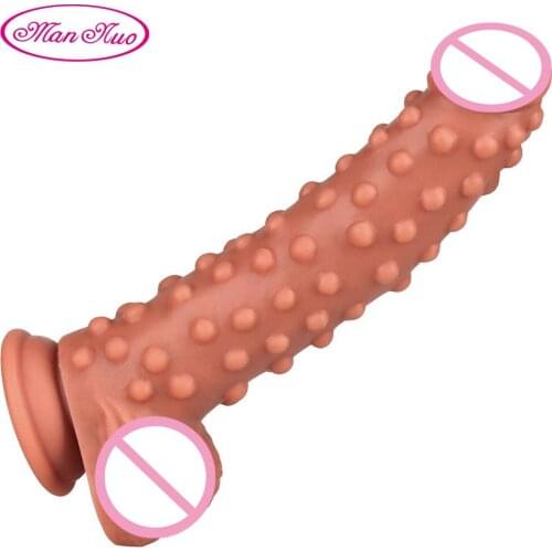 Corn Strap on Dildo Realistic Penis Strapon with Particles Suction Cup Dildo Soft Adult Sex Toy for Couples Lesbian Sex Products